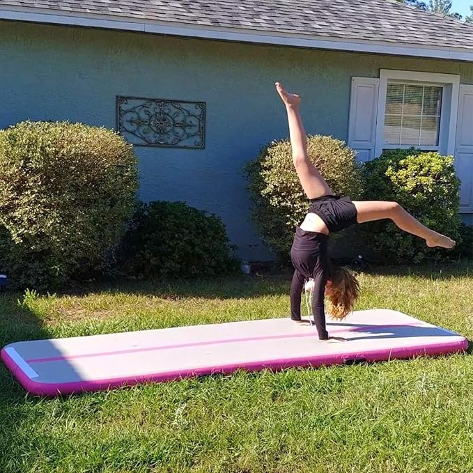 Inflatable Air Gymnastics Mat 10ft Training Mat 4 inches Thick Tumbling Track with Electric Pump for Gym/Home/Outdoor/Cheerleading/Yoga/Water