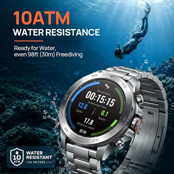 Mibro GS Explorer S Titanium Outdoor Adventure Smartwatch for Men, Dual-Band GPS with Offline Maps, Military-Grade, 20-Day Battery, 10 ATM Waterproof for Freediving, 150+ Sports Modes (Titanium Strap)