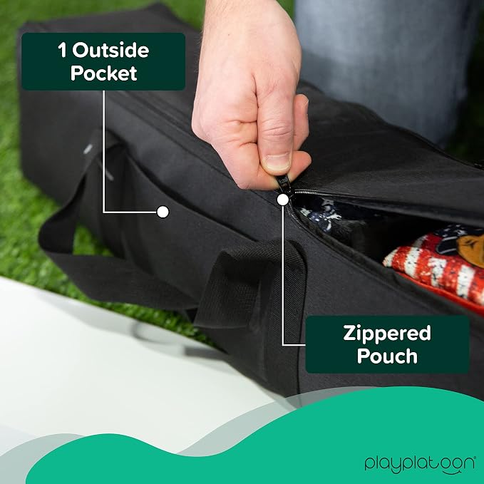 Play Platoon Cornhole Bag Carrying Bag, with 4 Separation Pouches, Black