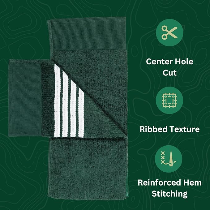 The Tour Towel | Large Golf Caddy Towel Terry Cloth, Absorbent 19" x 44", Center Cut, Perfect Hang Golf Cart Accessory and Golf Bag, Multiple Colors