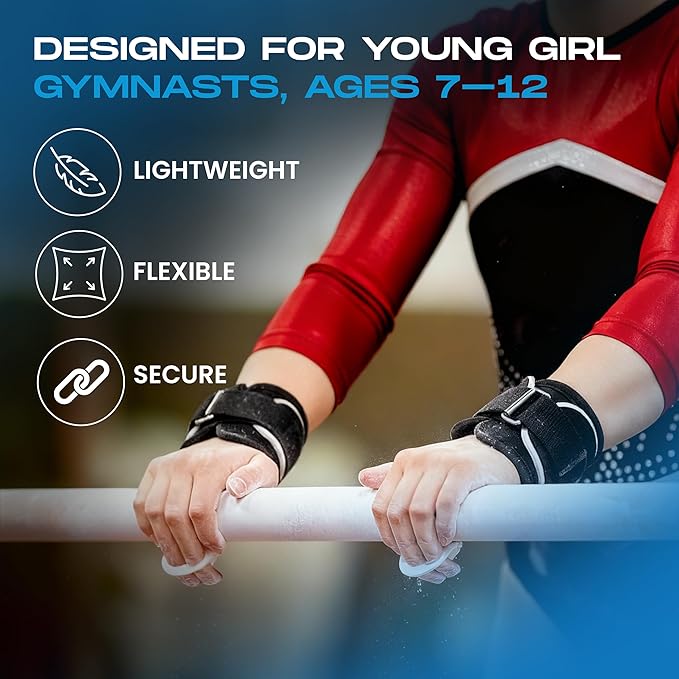 Gibson Athletic Just Right Neo Gymnastic Grips for Women, Leather Grip with Neoprene Wrist Guard, Hook & Loop Closure, Grips for Early Competitor, Gymnastics Grips for Girls - Made in USA