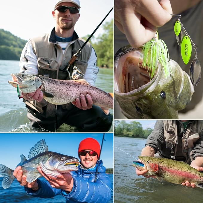 Goture 18PCS Fishing Lures Kit,Hard/Soft Bait Set for Bass Trout Fishing | Includes Glide Bait, Crankbaits, Minnows, Pencil Lure, Popper, Plopper, VIB, Spinnerbaits, Frog Lure,Shrimp Lures Saltwater