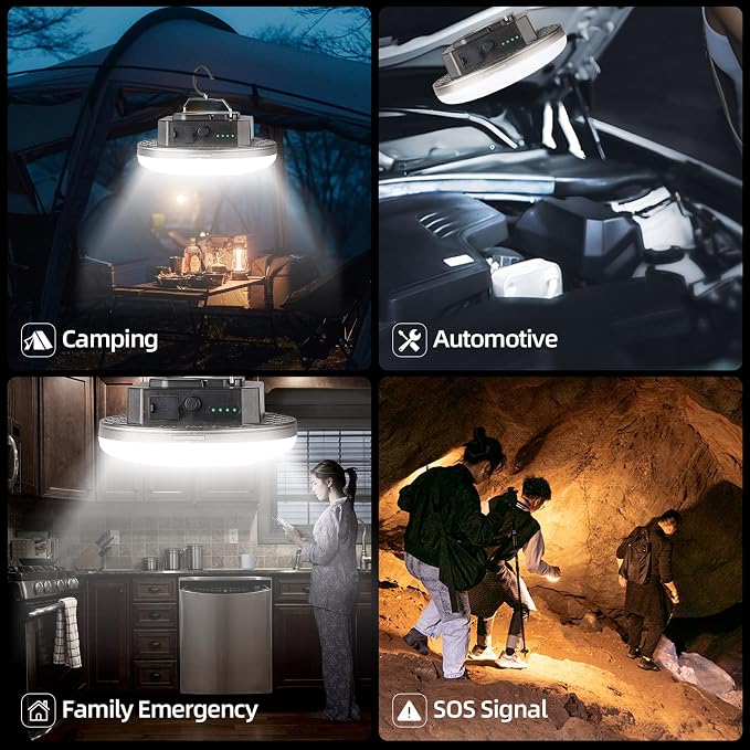 LED Camping Lantern, USB-C Rechargeable 5000LM 20H Runtime, 4 Modes with SOS, IPX5 Waterproof, Magnetic Base & Foldable Hook for Outdoor, Tent, Emergency & Hurricane