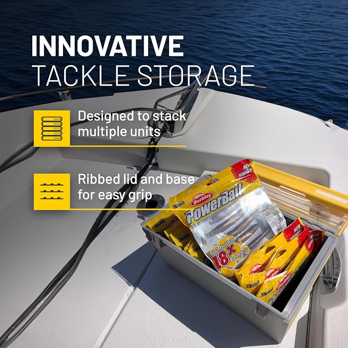 Plano EDGE Premium Plastics and Bulk Tackle Utility Box, Clear and Yellow, Rust-Resistant, Waterproof Bulk Premium Storage Organizer for Plastic Tackle