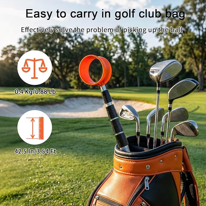 SPEENSUN Golf Ball Retriever, Max 6/9/12/15Ft Lightweight Portable Stainless/Aluminum Alloy Telescopic Golf Ball Grabber for Water, Bushes, Grass and Sand, Golf Accessories Gifts for Men Women