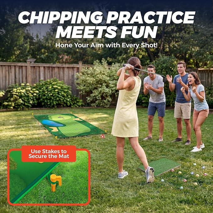 TOY Life Chipping Golf Game Mat Indoor Outdoor Games for Adults and Family Kids Outdoor Play Equipment Stick Chip Game Indoor Golf Set Backyard Games Outdoor Toys for Kids