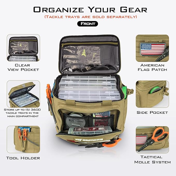 KastKing Fishing Tackle Bags - Saltwater & Freshwater Fishing Bags - Water Resistant, Padded Shoulder Strap - Gear Storage