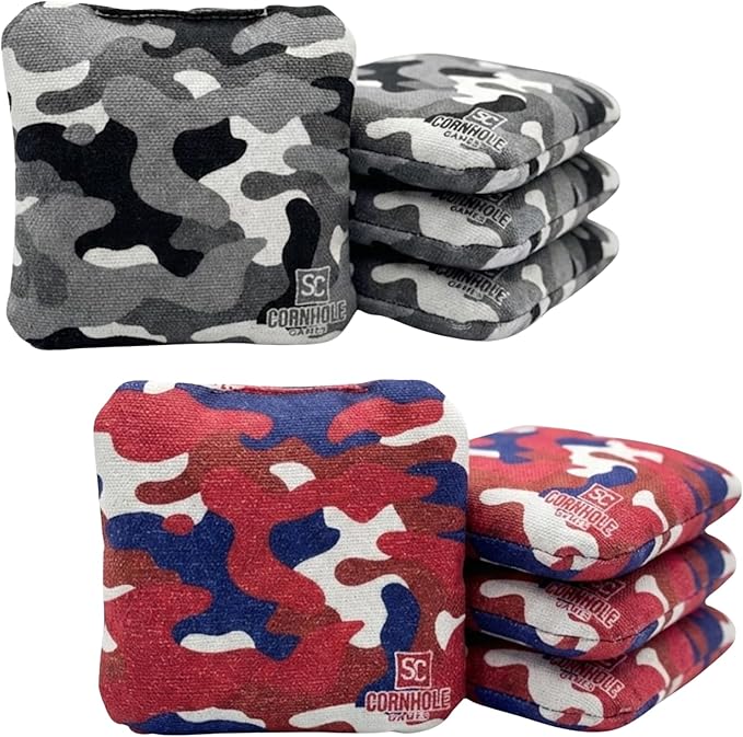Professional Dual Sided Cornhole Bags- 16 oz 6x6 w/Premium Resin Fill - Official Tournament Slide/Stick Pro Bean Bags - Regulation/Approved