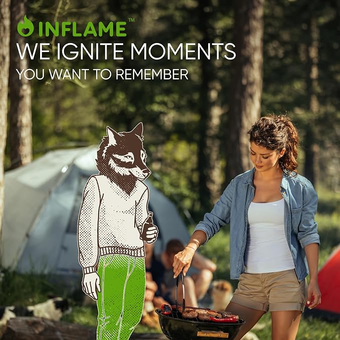 Inflame Fire Starters 130 pcs - Fire Starters for Campfires, Charcoal, Grill, BBQ, Fireplace, Chimney, Woodstove - Waterproof, Weather-Resistant - Natural Wood Starters