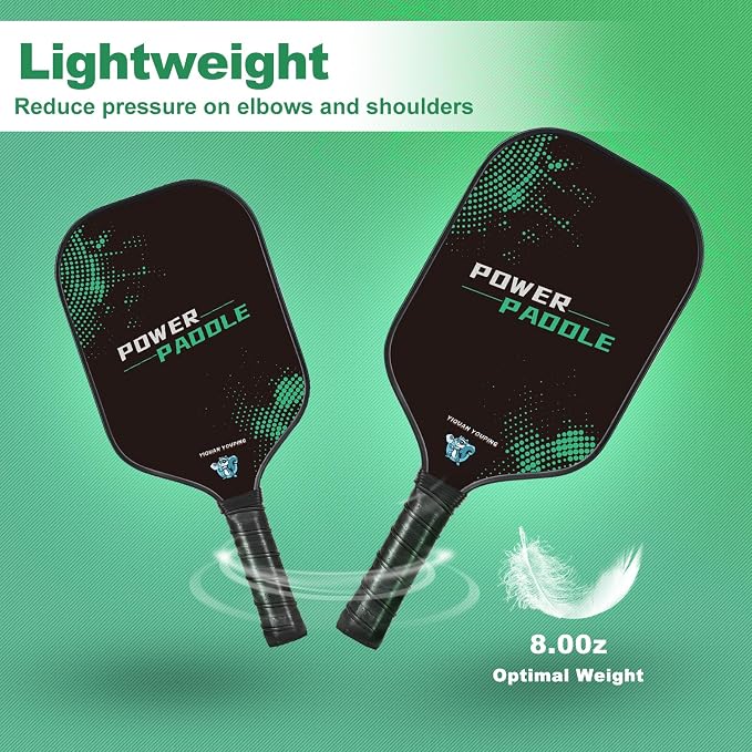 Carbon Fiber Pickleball Paddles - 16mm Shock-Absorbing Honeycomb Core & Anti-Slip Grip | Lightweight Racket for Beginners Professionals | Indoor Outdoor Tournament Use