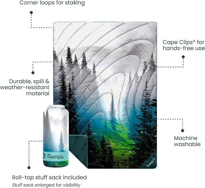Rumpl Original Puffy 1-Person Blanket for Camping and Outdoors, Olympic Fog