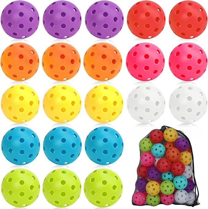 SAYAYA 24/50 Pack Outdoor Pickleball Balls Premium High Visibility Pickleballs Stable Flight & Consistent Bounce 40 Holes Pickle Balls with Mesh Bag for Beginners, Tournaments, Family & Outdoor Play