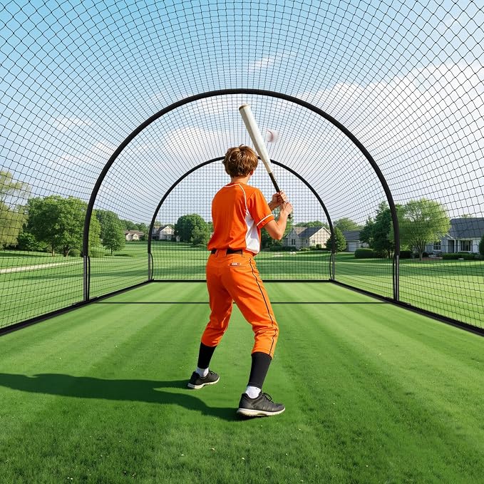 VEVOR Baseball Batting Cage,Professional Softball Baseball Batting Hitting Training Net,Heavy Duty Enclosed PE Practice Portable Pitching Cage Net&Carry Bag,for Backyard,Field,Indoor&Outdoor
