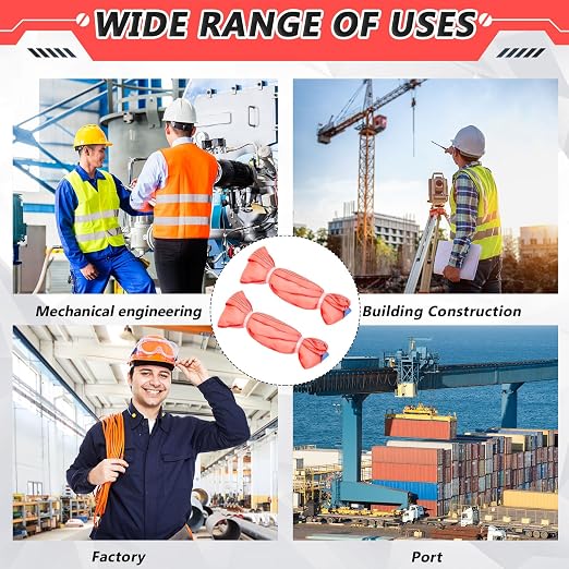 Fabbay 4 Pcs 4 Feet Heavy Duty Polyester Endless Loop Round Lift Slings Lifting Straps for Hoist Towing Moving Furniture Rigging Equipment, 13200 LB Vertical, 10600 LB Choker, 26400 LBs Basket(Red)