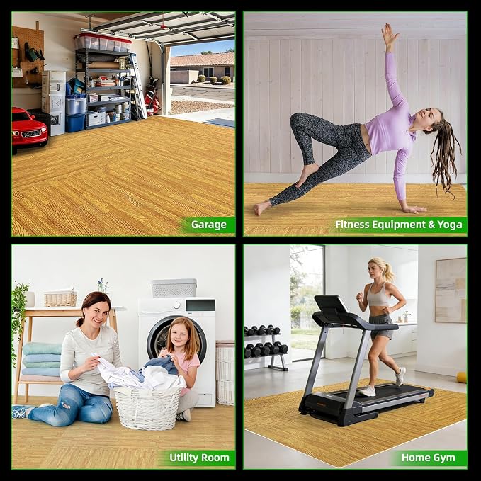 Art3d 24 Pack 24" x 24" EVA Interlocking Exercise Mats, 1/2" Thick Foam Puzzle Flooring for Workout, Gym Equipments, Training Areas, 96 Sq.FT, Teak