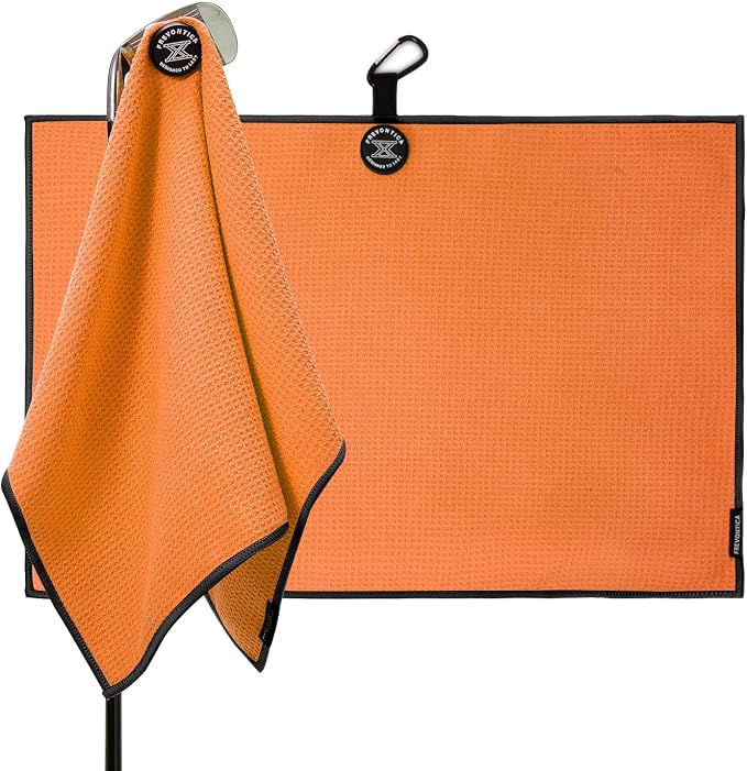 Magnetic Golf Towel with Cleaning Pocket, 24"x16" Ultra-Absorbent Waffle Microfiber Golf Towel with Magnet & Clip for Golf Bag, Carts and Clubs, Golf Accessories Gift for Men Women Golfers