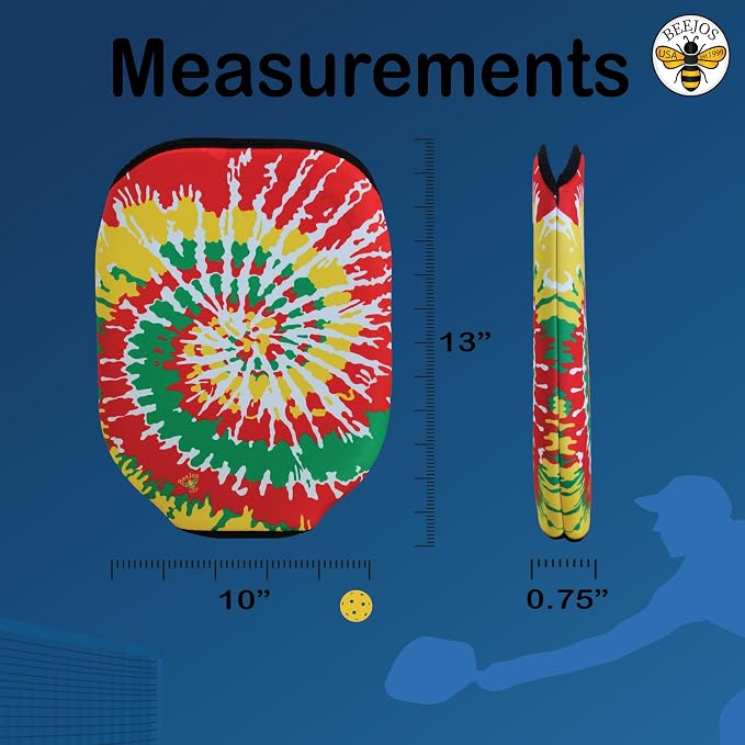 BeeJos Spirl Tie-Dye: Premium Slip-On Pickleball Paddle Cover-Fits Standard Size Paddles-Zipperless (Paddle not Included) Handmade in USA