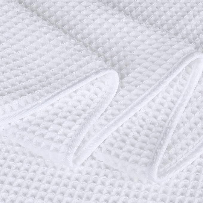 POLYTE 430 GSM Microfiber Quick Dry Lint Free Bath Sheet, 70 x 35 in, Set of 2 (Waffle Weave)