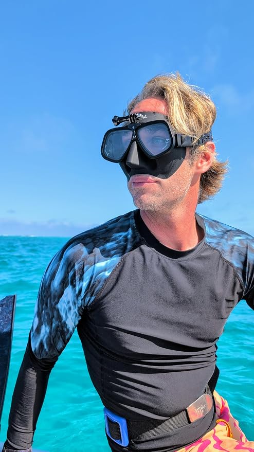 Tidal APEX Freedive Mask with Action Camera Mount- Low Volume Designed for Freediving, Spearfishing, Scuba Diving, and Snorkeling. Advanved Anti-Fog Freediving mask.