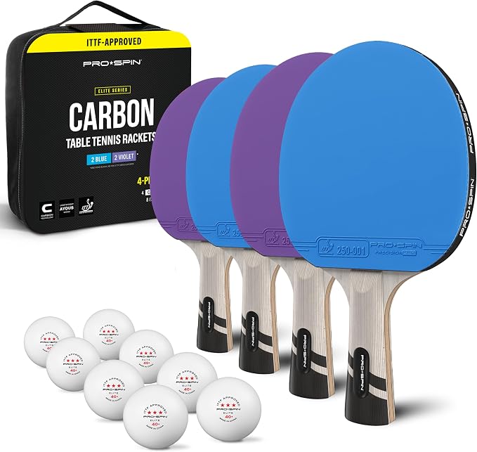 PRO-SPIN Ping Pong Paddles – ITTF Approved Professional Table Tennis Rackets with Carbon Fiber for Superior Control | 7-Ply Blade, Premium Rubber, 2.0mm Sponge