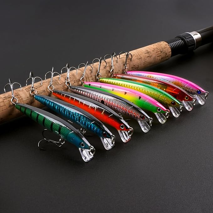 Fishing Lures Kit Crankbait Minnow Hard Bait Set Deep Diving Jerkbait Swimbait Popper Pencil Walleye Lures Artificial Fishing Bait for Bass Trout Redfish Saltwater Freshwater Fishing Lure