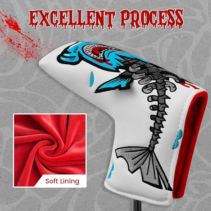 Big Crazy Golf Head Covers, Golf Club Covers Funny, Driver Headcovers, Golf Club Covers, Fairway Woods Head Covers, Hybrids Headcover, Putter Cover with Soft Lining for Golf Gift Hammerhead Sharks