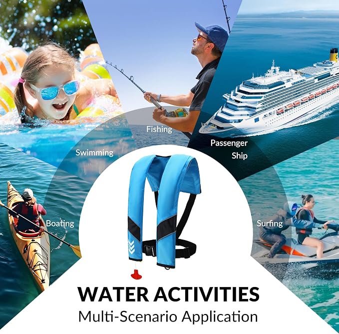 Automatic Inflatable Life Jackets for Adults Life Vests PFD Low Profile Load Capacity Up to 330lbs