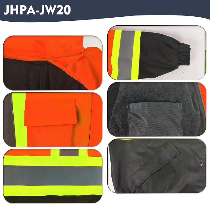 High Visibility Winter Safety Jackets for Men Waterproof-Warm Reflective Jackets Fleece Lining for Work Construction