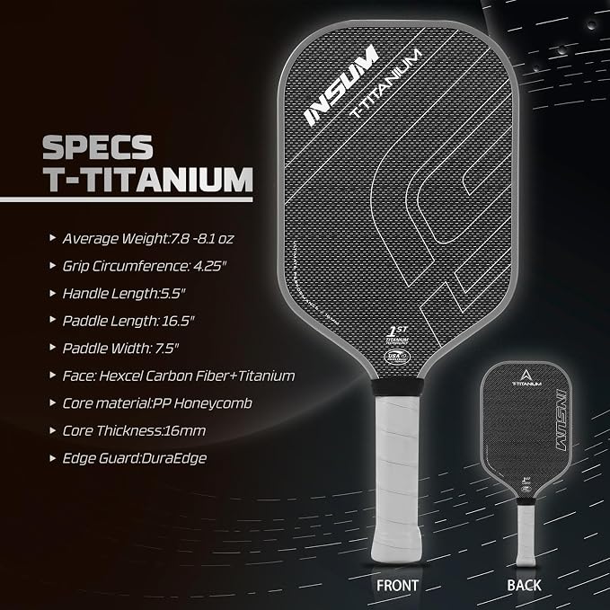 INSUM Pickleball Paddles, Carbon Fiber Pickleball Paddle with Power Polymer Core, USAPA Approved, Pro Pickleball Rackets for Ultimate Spin & Consistency