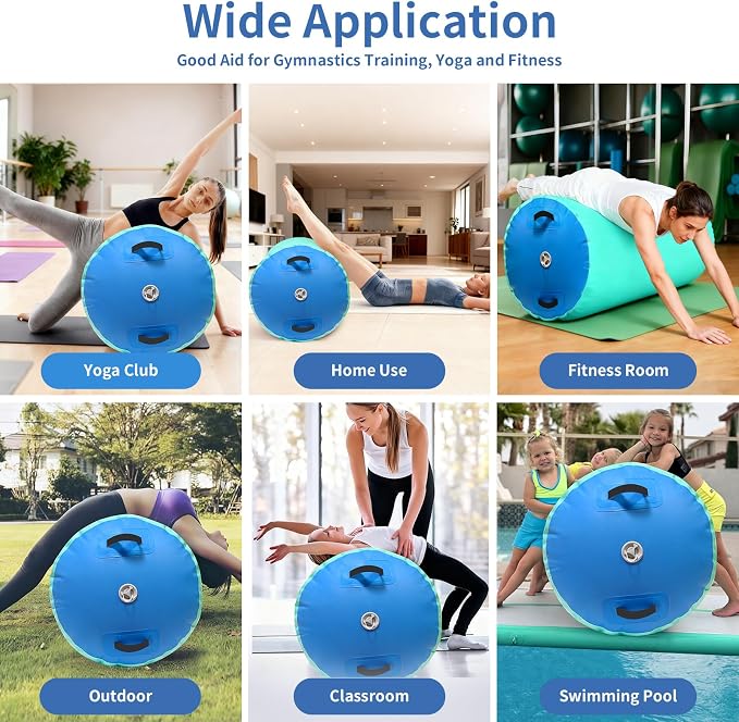 GYUEM Air Roller Gymnastics Barrel Inflatable Tumbling Roller Air Mat Octagon Mat with Electric Pump for Backhandspring Training Cheerleading Home Use