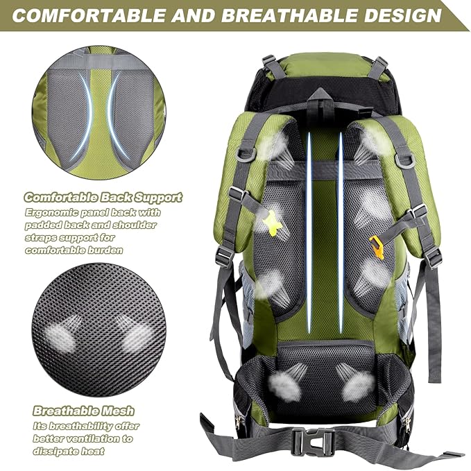 Night Cat Hiking Backpacks 70L Camping Backpacking Packs for Men Women Lightweight Outdoor for Mountaineering Traveling, No Internal Frame