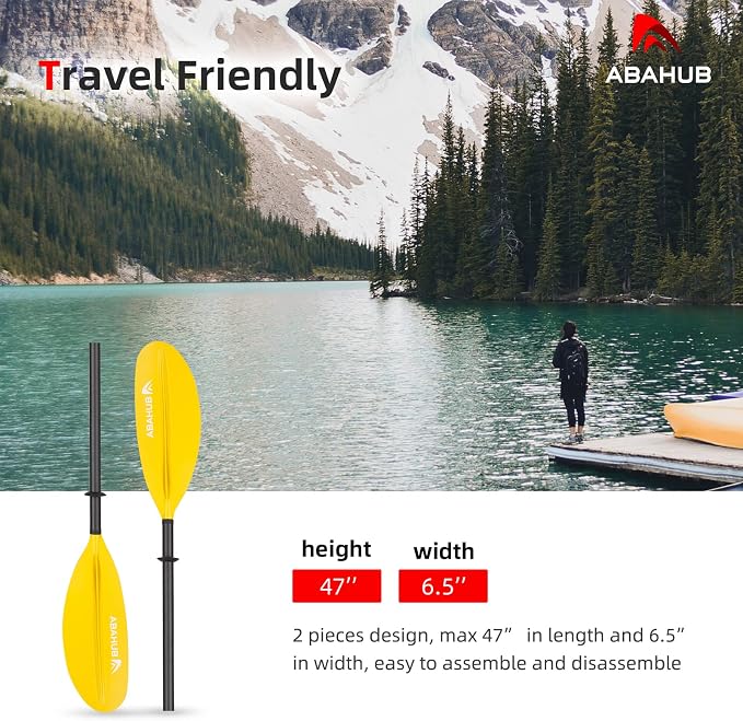 Abahub 1 x Carbon Kayak Paddles, 90.5 Inches Kayaking Oars for Boating, Canoeing with Free Paddle Leash, Carbon Fiber Shaft Black/Blue/Green/Orange/Yellow/White/Red Plastic Blades