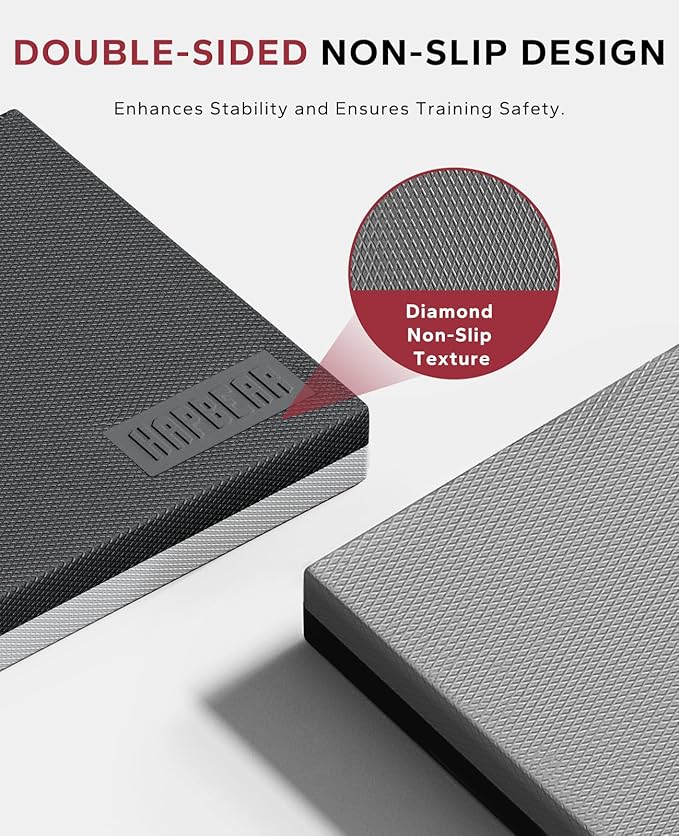 HAPBEAR Home Fitness Set: 15"x12" Non-Slip Stability Balance Pad + 72"x30" Dual Color PVC Anti-Slip Yoga Mat (w/Bonus Mesh Bag)