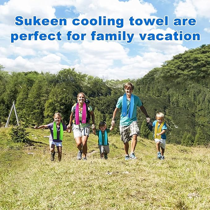 Sukeen 8 Pack Cooling Towels (40"x12"), Ice Towels for Hot Weather, Cooling Towels for Neck and Face, Soft Breathable Sweat Towel for Gym, Sport, Yoga, Golf, Workout, Camping, Running