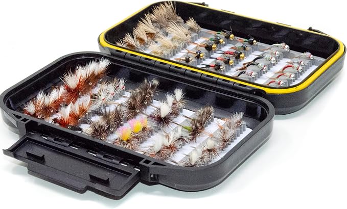 Outdoor Planet 24/48/66/72 Premium Hand Tied Fly Fishing Flies Assortment | Fly Boxes Included | Dry, Wet, Nymphs, Streamers, Wooly Buggers, Terrestrials | Trout, Bass Lure Set, Kit, Gift
