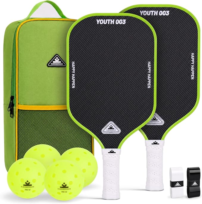 Carbon Fiber Pickleball Paddles Set of 2, with Balls, Bag & Grip Tape | Carbon Fiber Paddles with Honeycomb Core Deliver Spin, Control and Comfort for All Skill Levels