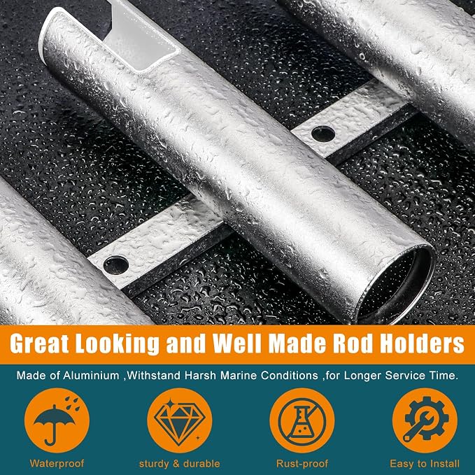 Aluminum Fishing Boat Rod Holder, 3/4 Link Tube Rod Rack, Marine Grade Aluminum Rod Mount for Boats & Yachts, Silver