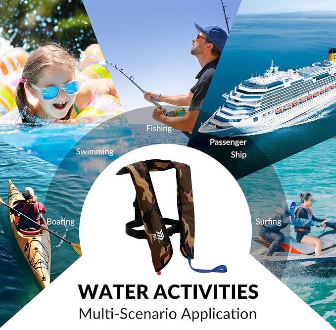 Automatic Inflatable Life Jackets for Adults Life Vests PFD Low Profile Load Capacity Up to 330lbs