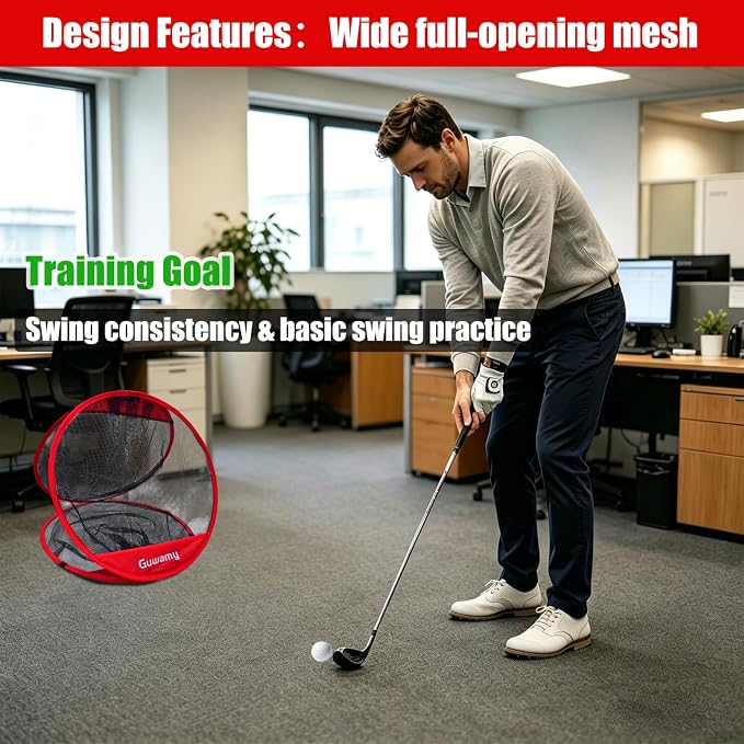 Pop Up 3-in-1 Golf Chipping Net – Circular Design for Relaxed Training, 3 Modes for Precision & Distance, Ideal Indoor/Outdoor Practice Kit, Golfer Gift