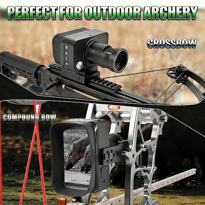 Archery Night Vision Bow Sight - 4K Night Vision Digital Crosshair Monocular Scope with Rechargeable Battery for Compound Bow Crossbow 5X Digital Zoom, Adaptable Right or Left Handed Mount