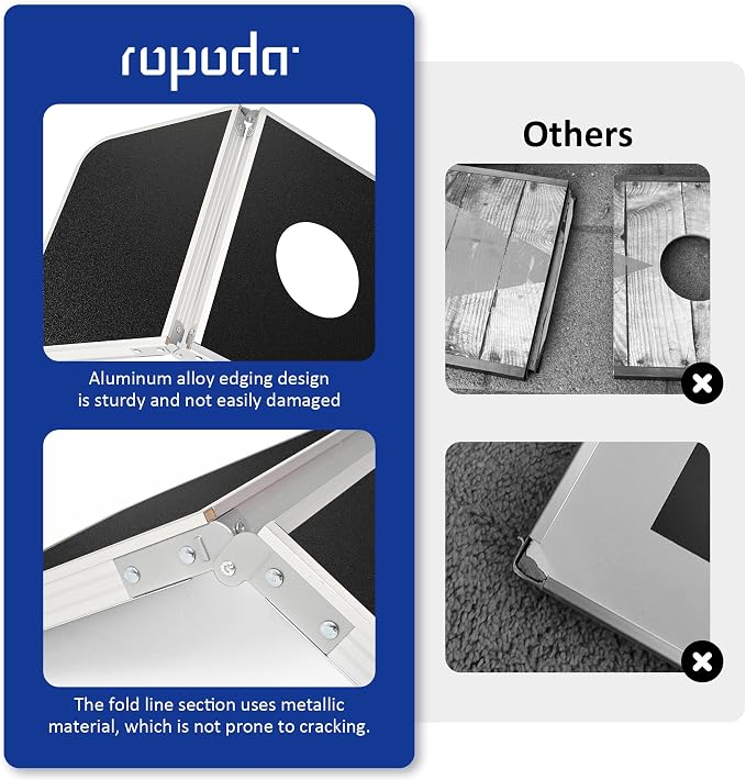 ROPODA Portable Cornhole Board Set,24x16 / 30×20in Corn Hole Games for Adults with 8 Bean Bags, Lightweight Aluminum Alloy Edging Cornhole Set for Outdoor Games, Beach and Tailgates