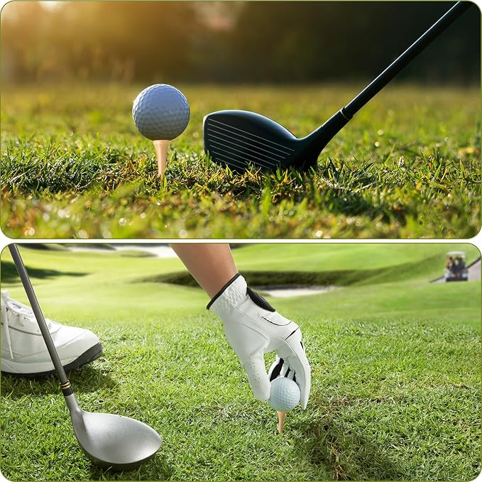 Vinsot 1000 Pcs Bamboo Wood Golf Tees Bulk 2-3/4 Inch Unbreakable Long Tall Golfing Tees Reduce Friction Stable for Men Women Kids Sports Balls Game