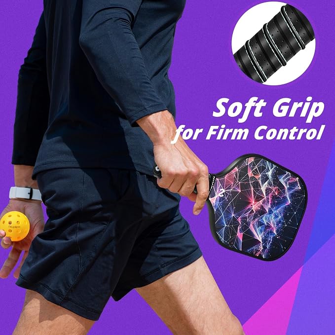 niupipo Pickleball Paddles Set of 2 or 4, USAPA Approved Fiberglass Pickleball Paddle Set with Balls and Bag, Polypropylene Honeycomb Core, Lightweight Pickleball Paddles for Beginners Men Women