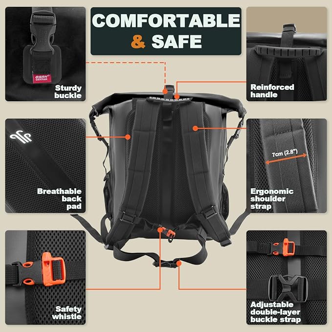 OSAH DRYPAK Waterproof Backpack Dry Bag 35L/55L/85L– Heavy Duty Roll-Top Hiking Backpack for Travel, Kayaking, Boating, Camping, Rafting and Fishing