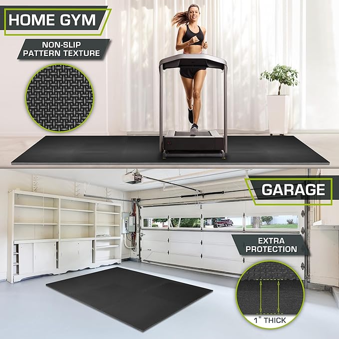 ProsourceFit Weaved Pattern Extra Thick Exercise Puzzle Mat 1-inch, EVA Foam Interlocking Tiles for Protective, Cushioned Flooring for Home and Gym Equipment; Black, 48 SQ FT, 12 Tiles