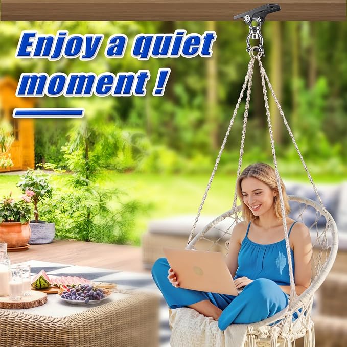 Dolibest Heavy Duty Swing Hanger with Bearing, Ceiling Mount Swing Hook,One-Piece Design Base, Swing Set Hardware for Punching Bag, Boxing, Hammock Chair, Yoga Swing, Porch Swing (360° +180° Rotation)