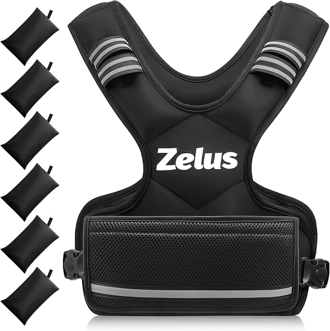 ZELUS Weighted Vest for Men and Women | 4-10lb/11-20lb/20-32lb Vest with 6 Ironsand Weights for Home Workouts | Adjustable Body Weight Vest Exercise Set for Cardio and Strength Training