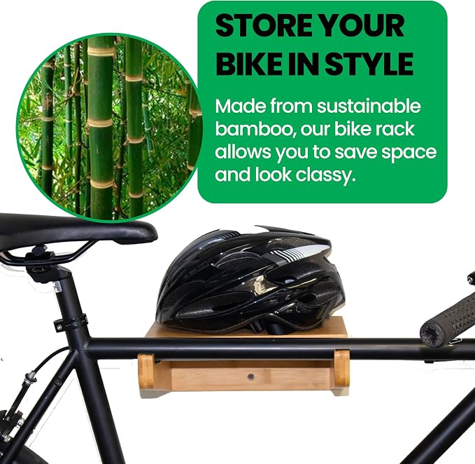Bike Wall Mount - COR Indoor Bicycle Rack | Bamboo Bike Rack Storage with Removeable Shelf