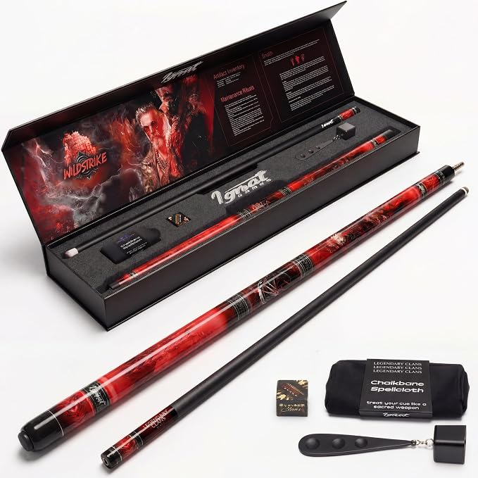 IgnatGames Premium Pool Cue Stick – 58" 2-Piece, Canadian Maple Cue with 12.5mm AirStrike Shaft, Premium Case & Accessories