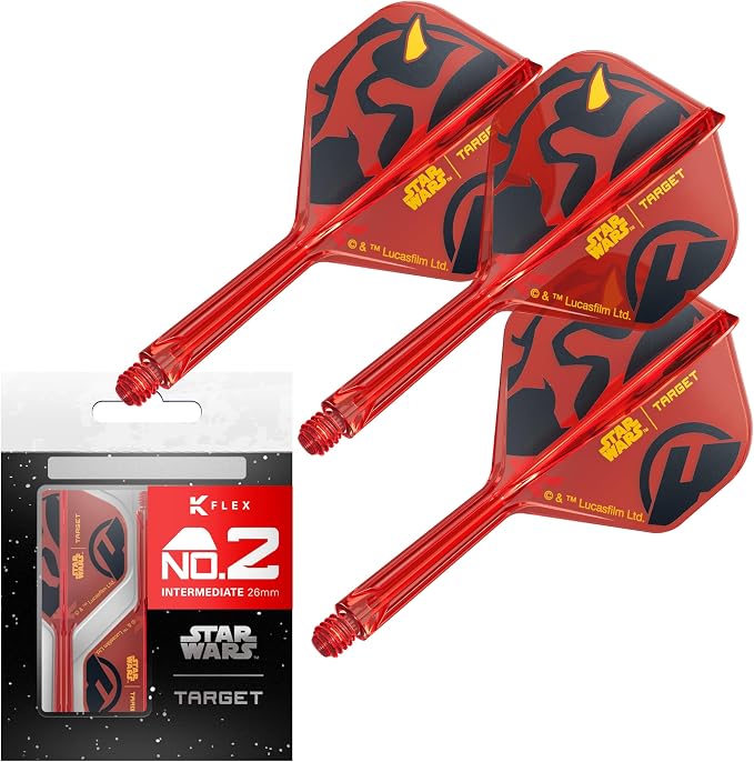 Target Darts Star Wars Darth Maul K Flex Integrated Dart Flights & Shafts | Pack of 3 K-Flex, No.2 & No.6 | Short, Intermediate & Medium Disney K-Flex Accessories
